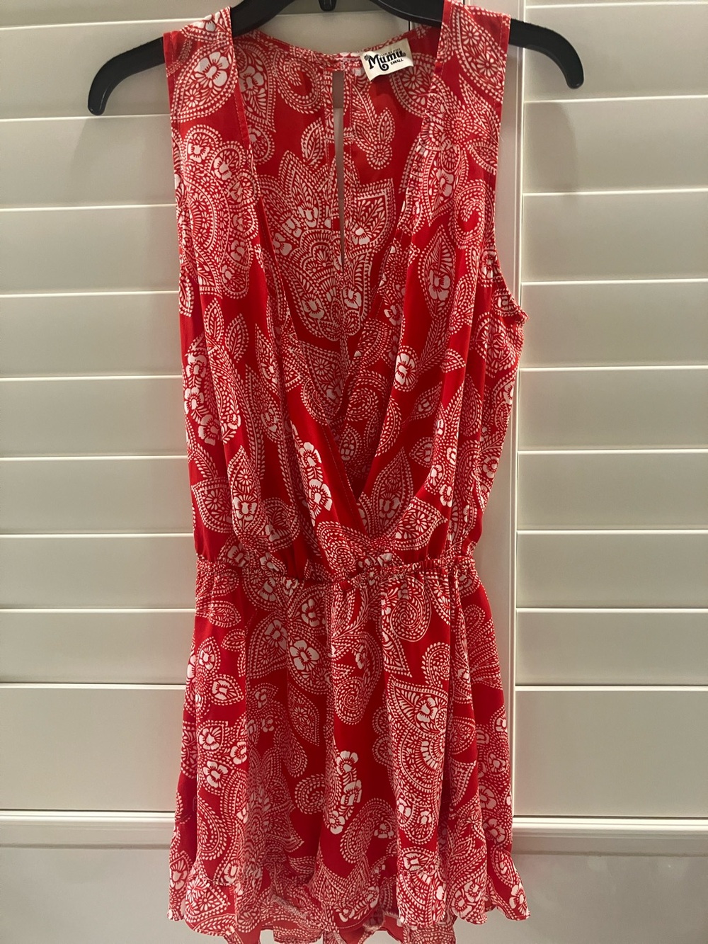 Show Me Your Mumu Red Paisley Floral Sleeveless V-Neck Shorts Romper